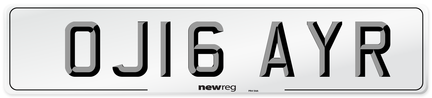 OJ16 AYR Number Plate from New Reg